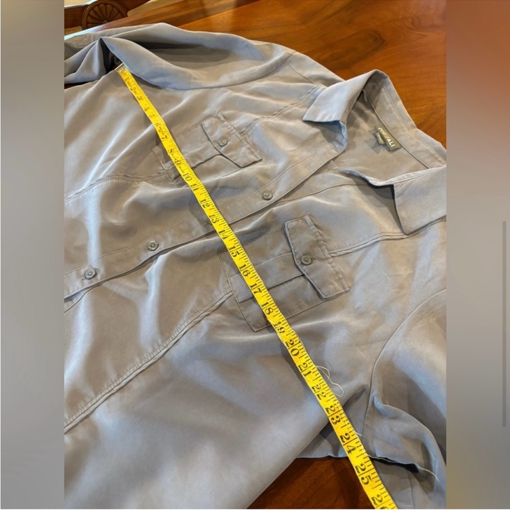 Gray Button-Up Shirt with Tie Front - Picture 6 of 7
